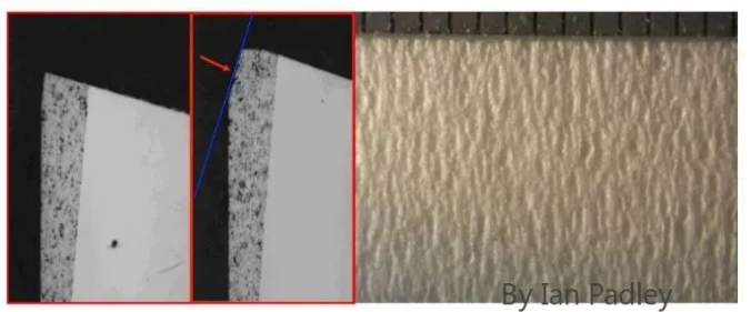 Comparison of unused and used ceramic creping blades shows less impact and sliding wear, and the resulting smoother tissue surface.